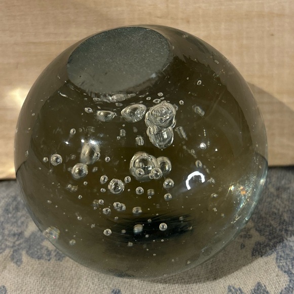 VTG 3” MCM Clear Art Glass Paperweight with Controlled Bubbles - Picture 4 of 4
